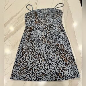 Blue cheetah mini dress